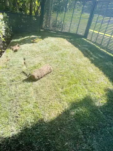 Garden lawn during maintenance